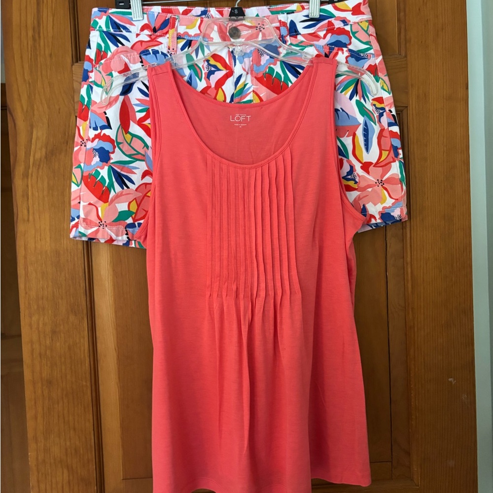 St John’s Bay Shorts Sz 14 + Coral Tank Medium Summer Bundle Set